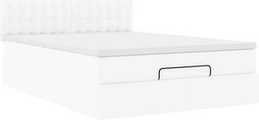 vidaXL Οθωμανικό κρεβάτι με στρώμα Λευκό 140x200cm Faux Leather