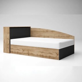 Κρεβάτι Ημίδιπλο Azalia 124x75x221cm με αποθηκευτικό χώρο και στρώμα 120x190x22cm Oak Wotan + Ανθρακί - GRA425