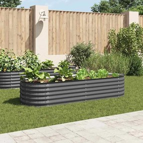 vidaXL Ζαρντινιέρα Υπερυψωμένη Γκρι 240x80x44 εκ. Γαλβανισμ. Χάλυβας