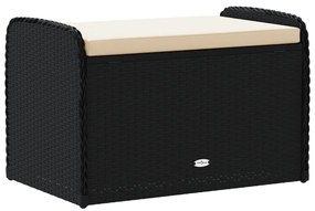 vidaXL Παγκάκι Αποθήκευσης Μαύρο 80x51x52 εκ. Συνθετικό Ρατάν Μαξιλάρι