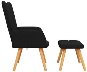 vidaXL Πολυθρόνα Relax Μαύρη Υφασμάτινη με Σκαμπό