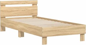 vidaXL Πλαίσιο Κρεβατιού με Κεφαλάρι Sonoma Δρυς 75x190 εκ. Επεξ. Ξύλο