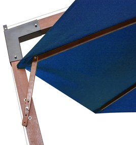 vidaXL Ομπρέλα Κρεμαστή με Ιστό Αζούρ Μπλε 3,5x2,9 μ Μασίφ Ξύλο Ελάτης
