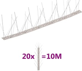 vidaXL Απωθητικές Ακίδες Περιστεριών 5 Σειρών Σετ των 20 10μ Αν.Ατσάλι