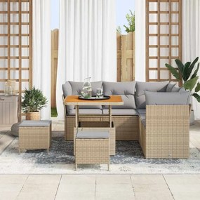 vidaXL Σετ Καναπέ Κήπου Ρυθμιζόμενο ύψος 8 pcs Μπεζ συνθετικό ρατάν