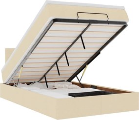 vidaXL Οθωμανικό κρεβάτι με στρώμα Cream 120x200cm ύφασμα