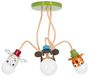 00641 GloboStar® ZOO 00641 Παιδικό Κρεμαστό Φωτιστικό Φιγούρα Τρίφωτο 3 x E27 IP20 Πολύχρωμο Μέταλλο - Μ80 x Π80 x Υ39cm