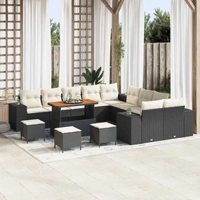 vidaXL Σετ Καναπέ Κήπου 14 pcs Μαύρο, Κρέμα 110 x 55 x 71 εκ
