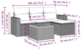 vidaXL Σετ Καναπέ Κήπου 5 Τεμαχίων Μαύρο Συνθετικό Ρατάν με Μαξιλάρια