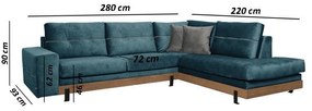 Γωνιακός Καναπές Murcia Δεξιά Γωνία Navy Blue - Σκούρο Γκρί 280x220x95 εκ. 280x220x95 εκ.