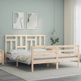 vidaXL Πλαίσιο Κρεβατιού με Κεφαλάρι 160x200 εκ. από Μασίφ Ξύλο