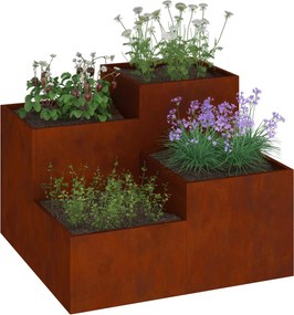 vidaXL Γλάστρα Κήπου Σκ rusty 100 x 100 x 60 εκ.