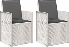 vidaXL Καρέκλες Εστιατορίου Κήπου 2 pcs Άσπρο και Ανθρακί PP