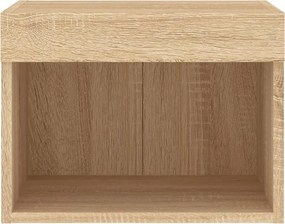 vidaXL Κομοδίνο Επιτοίχιο με Φώτα LED Sonoma Δρυς