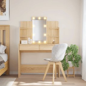 vidaXL Μπουντουάρ με LED Φώτα Sonoma Δρυς 96 x 40 x 142 εκ.