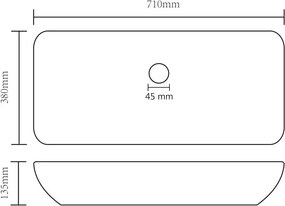 vidaXL Νιπτήρας Πολυτελής Ορθογώνιος Ροζ Ματ 71x38 εκ. Κεραμικός