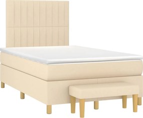 vidaXL Κρεβάτι Boxspring με Στρώμα Κρεμ 120x200 εκ. Υφασμάτινο