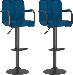 vidaXL Σκαμπό Μπαρ 2 τεμ. Μπλε Βελούδινα