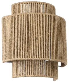 02322 GloboStar® MABANA 02322 Boho Επιτοίχιο Φωτιστικό Απλίκα Μονόφωτο 1 x E27 IP20 Μπεζ Σχοινί - Μ23 x Π11 x Υ25cm