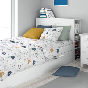 Σεντόνια Παιδικά Rainbow 574 (Σετ 3τμχ) White-Blue DimCol Μονό 160x240cm 100% Βαμβάκι