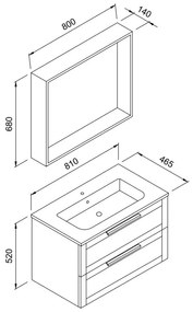 Πάγκος μπάνιου με Νιπτήρα LAGUNA 80 Γκρί 81x46.50x52 εκ.