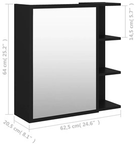 Καθρέφτης Μπάνιου Μαύρο 62,5 x 20,5 x 64 εκ. Μοριοσανίδα - Μαύρο