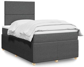 vidaXL Κρεβάτι Boxspring με Στρώμα Σκούρο Γκρι 120x200 εκ. Υφασμάτινο