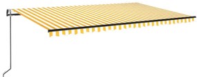 vidaXL Τέντα Αυτόματη με LED &amp; Αισθ. Ανέμου Κίτρινο/Λευκό 500x300 εκ.