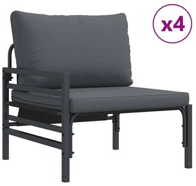 vidaXL Σετ Καναπέ Κήπου με μαξιλάρι 7 pcs Μαύρο Ατσάλι