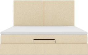 vidaXL Οθωμανικό κρεβάτι με στρώμα Cream 180x200cm ύφασμα
