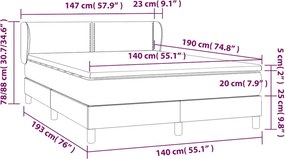 vidaXL Κρεβάτι Boxspring με Στρώμα Μαύρο 140x190 εκ. Βελούδινο