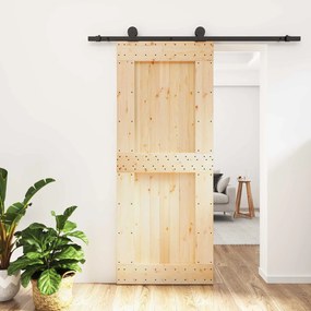 vidaXL Συρόμενη Πόρτα Φυσικό και Μαύρο 85 x 210 cm