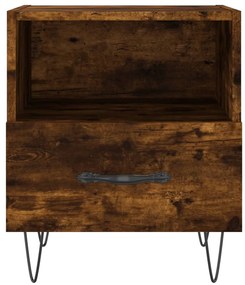 vidaXL Κομοδίνο Καπνιστή Δρυς 40 x 35 x 47,5 εκ. από Επεξεργ. Ξύλο