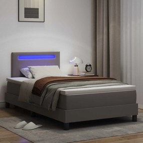 vidaXL Κρεβάτι με ελατήρια με στρώμα Γκρι 120 x 200 cm Τεχνητό δέρμα