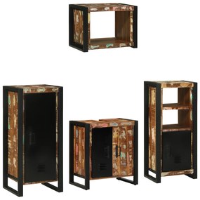 vidaXL Σετ Επίπλων Μπάνιου 4 pcs Πολύχρωμο Στερεό ανακτημένο ξύλο