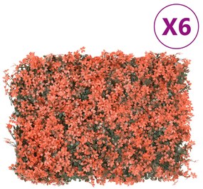 vidaXL Φράχτης 6 τεμ. Αν. Κόκκινο 40x60 εκ. Τεχνητά Φύλλα Σφενδάμου
