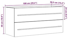 Ντουλάπι Νιπτήρα Γκρι Σκυροδέματος 100x38,5x48 εκ. Επεξ. Ξύλο - Γκρι