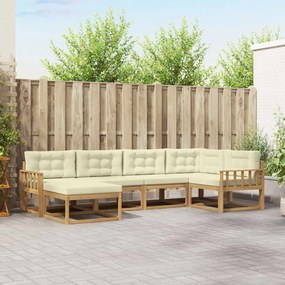 vidaXL Σειρά Καναπέ Εξωτερικού 5 pcs Λευκό και Κρεμ Πολυεστέρας