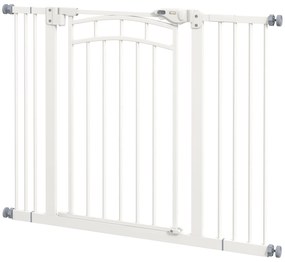 PawHut Πόρτα Ασφαλείας για Σκύλους, Αυτόματο Κλείσιμο, Λειτουργία με Ένα Χέρι, 100 cm x 4 cm x 76 cm, Λευκό