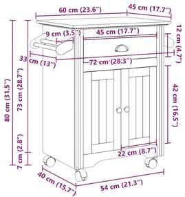 Καροτσάκι κουζίνας BODO Γκρι 72x45x80 cm - Γκρι