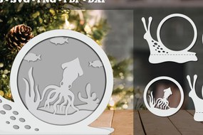 Intra απο ξύλο plywood 3mm-4mm πάχος – Squd 3D Papercut Design Δίασταση  40x30 cm INTRAFABR-92283619