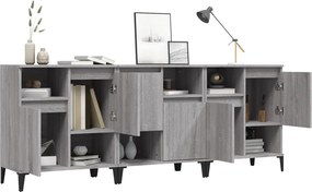 vidaXL Ντουλάπι 3 τεμ. Γκρι Sonoma 60x35x70 εκ. από Επεξεργασμένο Ξύλο