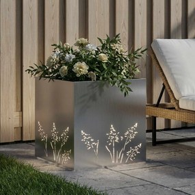 vidaXL Γλάστρα Κήπου Ασημί 50 x 50 x 49 cm Γαλβανισμένος Χάλυβας