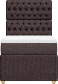 vidaXL Κρεβάτι Boxspring με Στρώμα Σκούρο Καφέ 100x200 εκ. Υφασμάτινο