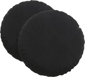 vidaXL Μαξιλάρια καθισμάτων 2 pcs Μαύρο Ø60 x 21 εκ Βελούδο