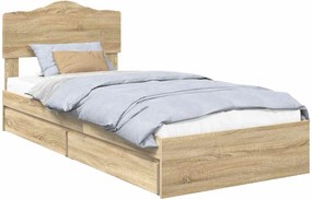 vidaXL Κρεβάτι Αποθήκης Δρύς Sonoma 100 x 200 cm Επεξεργασμένο ξύλο