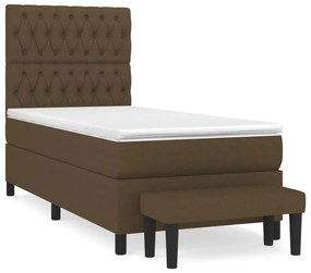 vidaXL Κρεβάτι Boxspring με Στρώμα Σκούρο Καφέ 100x200 εκ. Υφασμάτινο