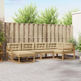 vidaXL Σειρά Καναπέ Εξωτερικού 5 pcs Λευκό και Μπεζ Πολυεστέρας