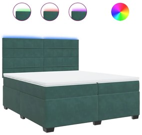 vidaXL Κρεβάτι Boxspring με Στρώμα Σκούρο Πράσινο 200x200εκ. Βελούδινο