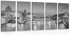 Εικόνα 5 τμημάτων Εκθαμβωτικός ορίζοντα του Παρισιού σε ασπρόμαυρο - 100x50